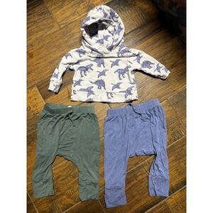 Kate Quinn Dinosaur Hoodie and Bamboo Harem Pants Set 6-12M 3pc Bundle